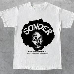 White Sonder Graphic Tee With Black Accents